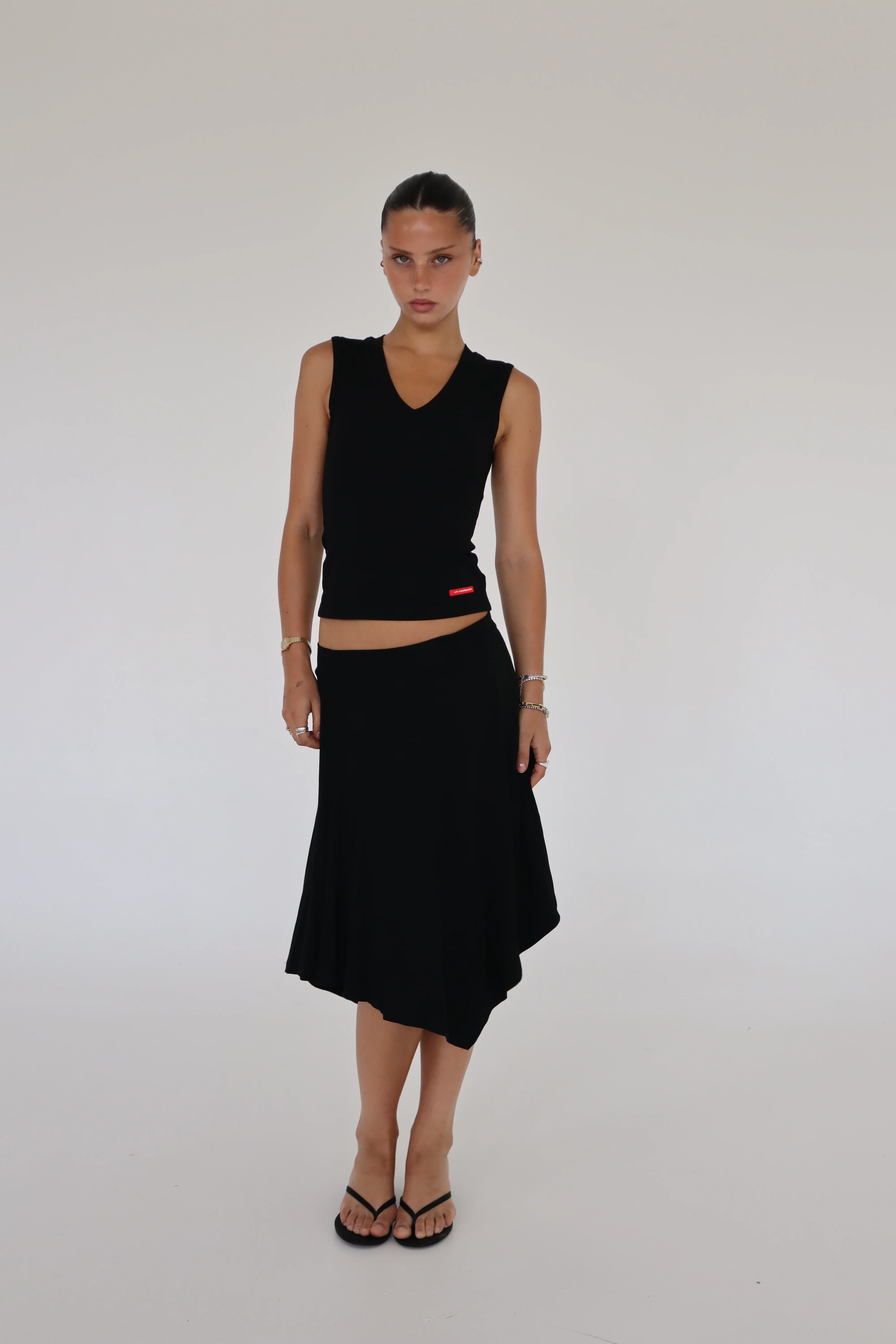 Asymmetric Bamboo Skirt | Black - Image 4