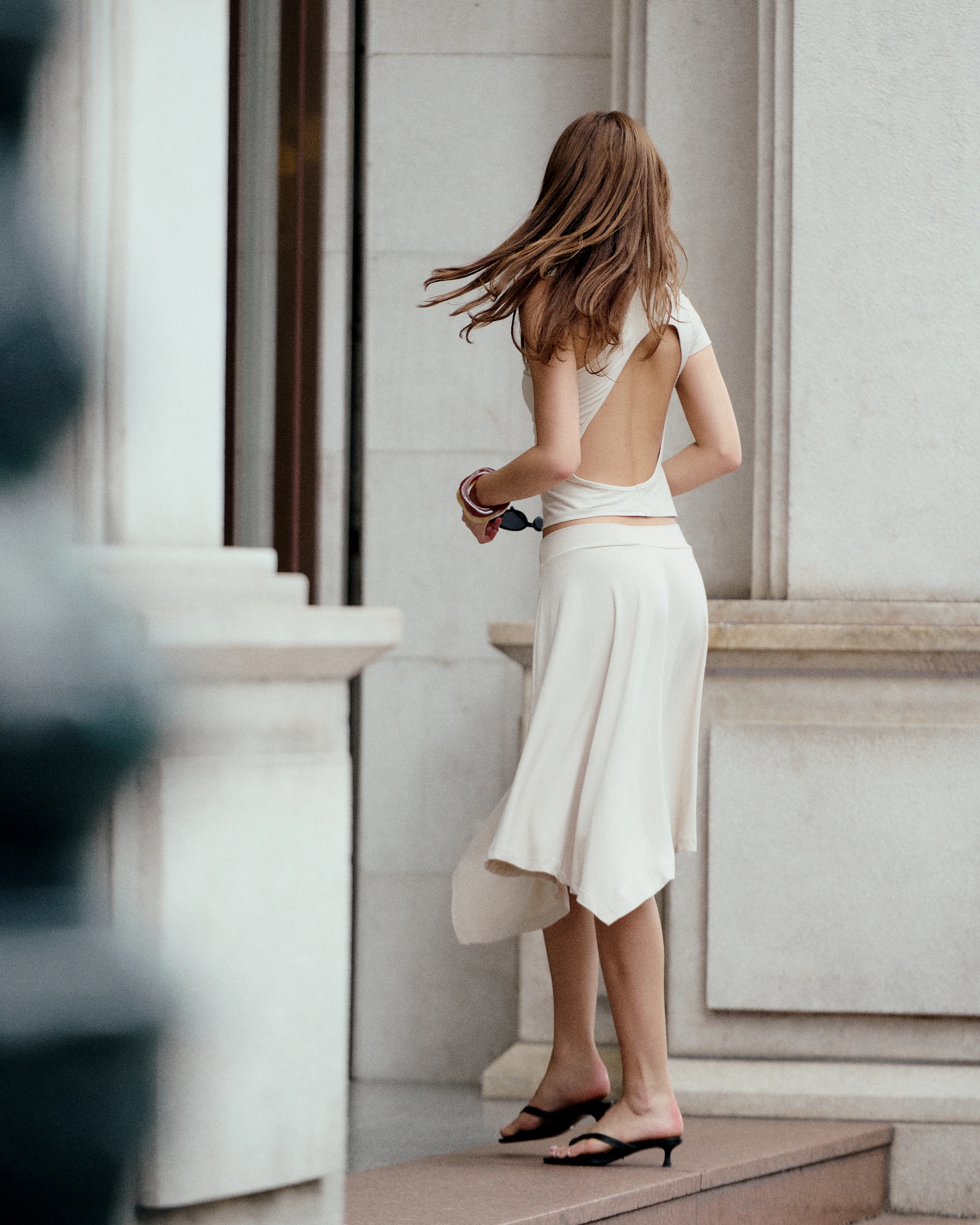 Asymmetric Bamboo Skirt | Sand - Image 4