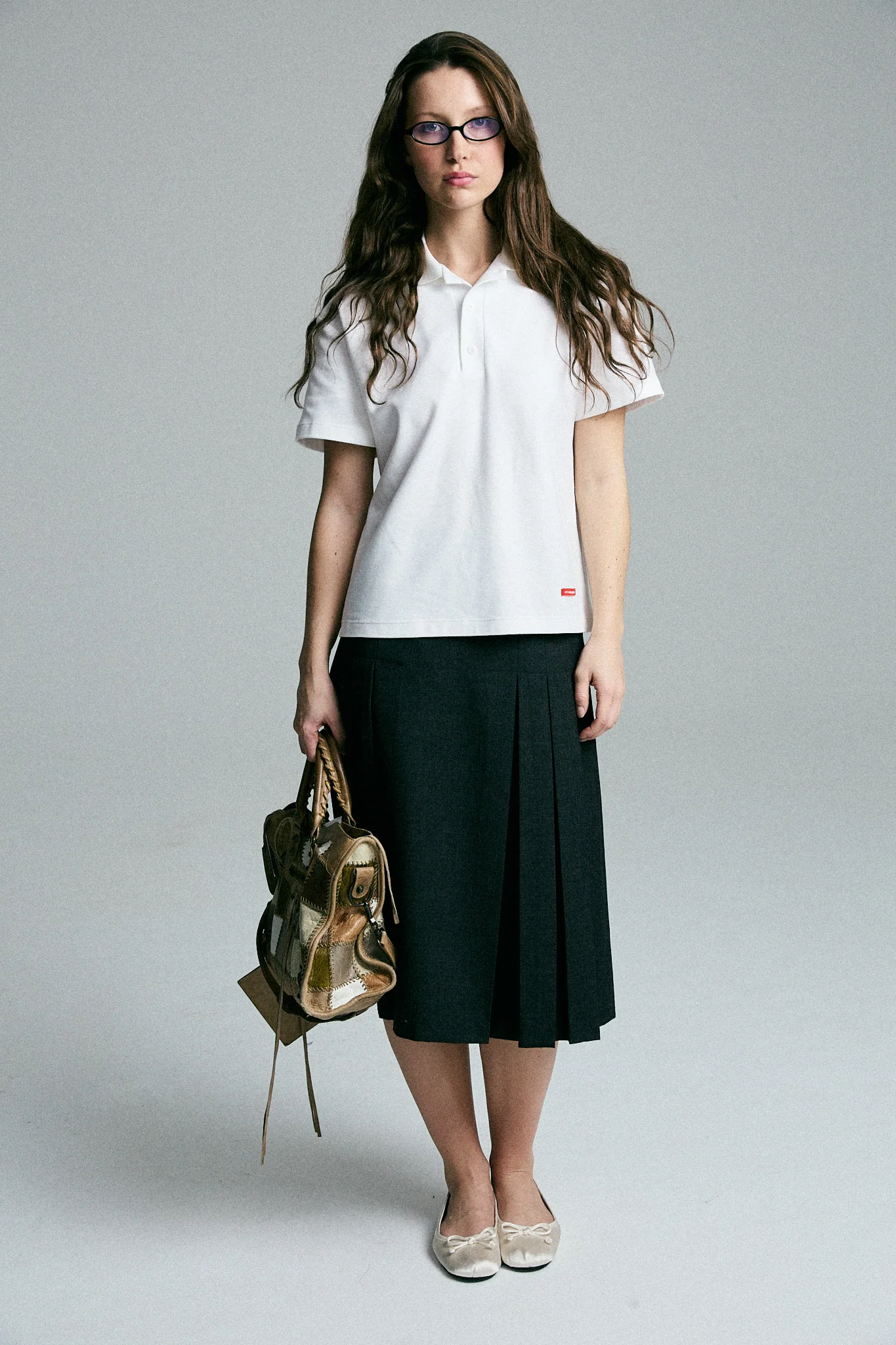 pleated midi skirt - charcoal - Image 8
