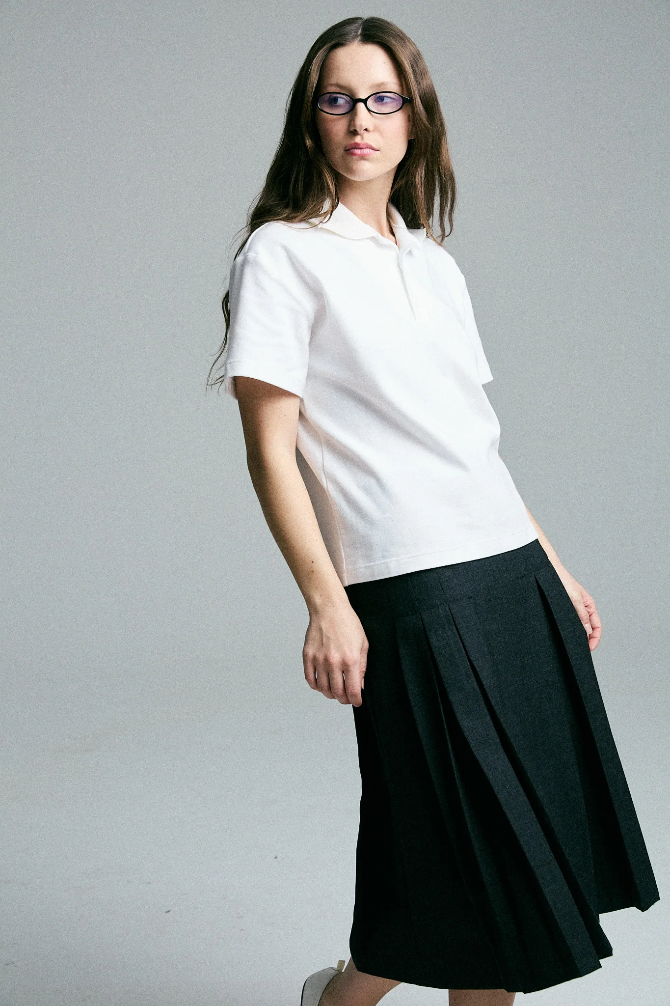 pleated midi skirt - charcoal - Image 9