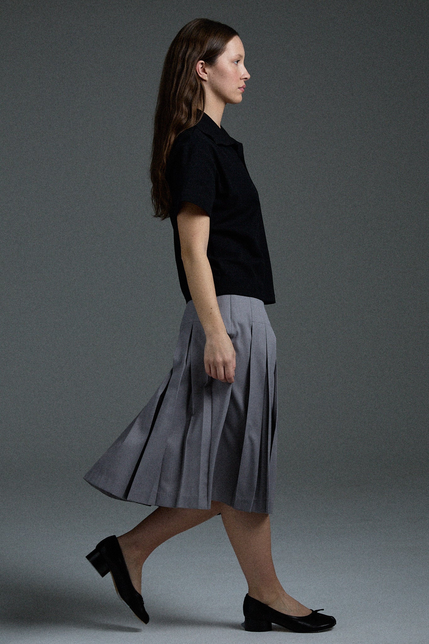 pleated midi skirt - slate - Image 3