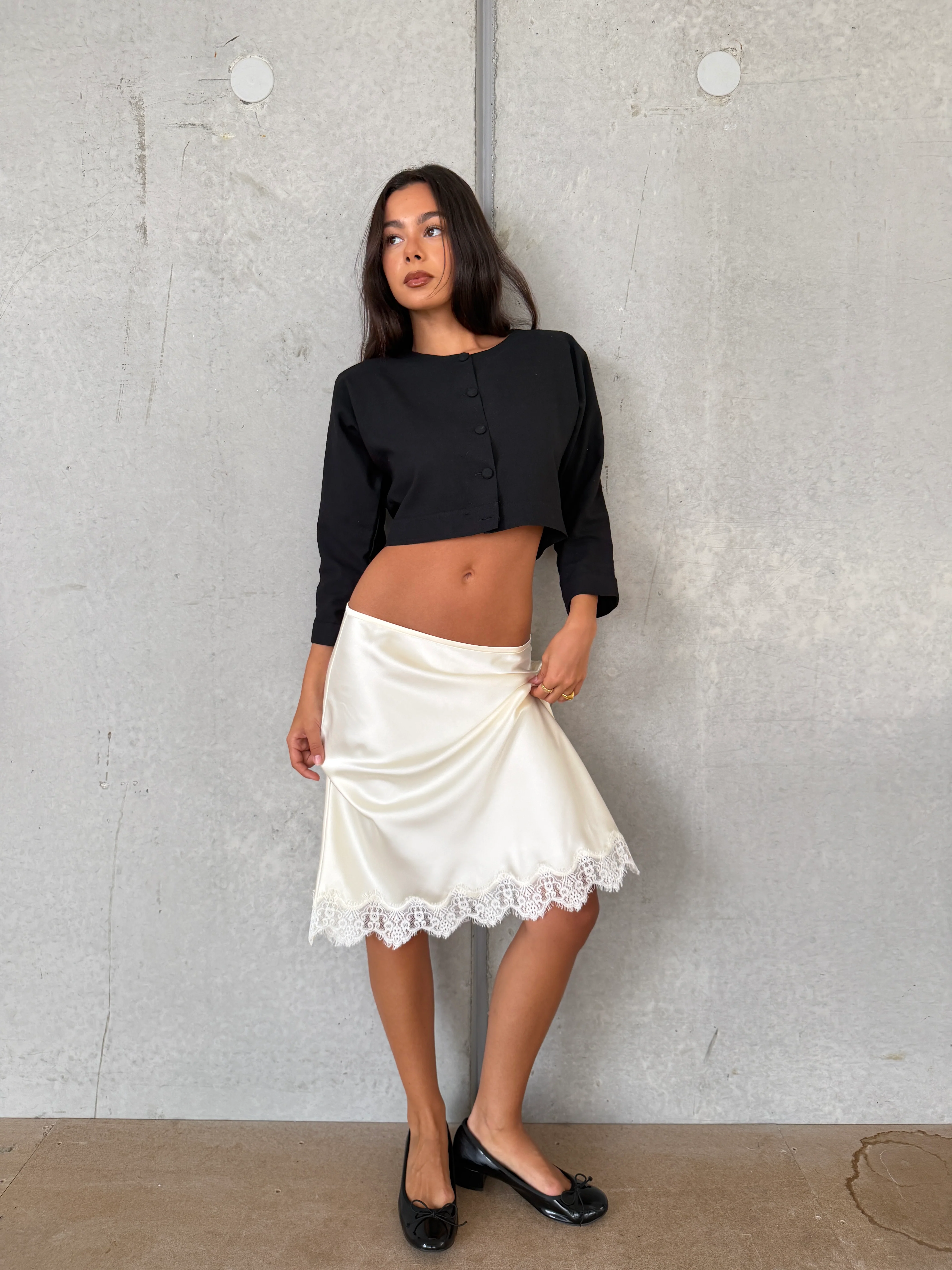 Lace Trim Slip Skirt | Ivory - Image 4