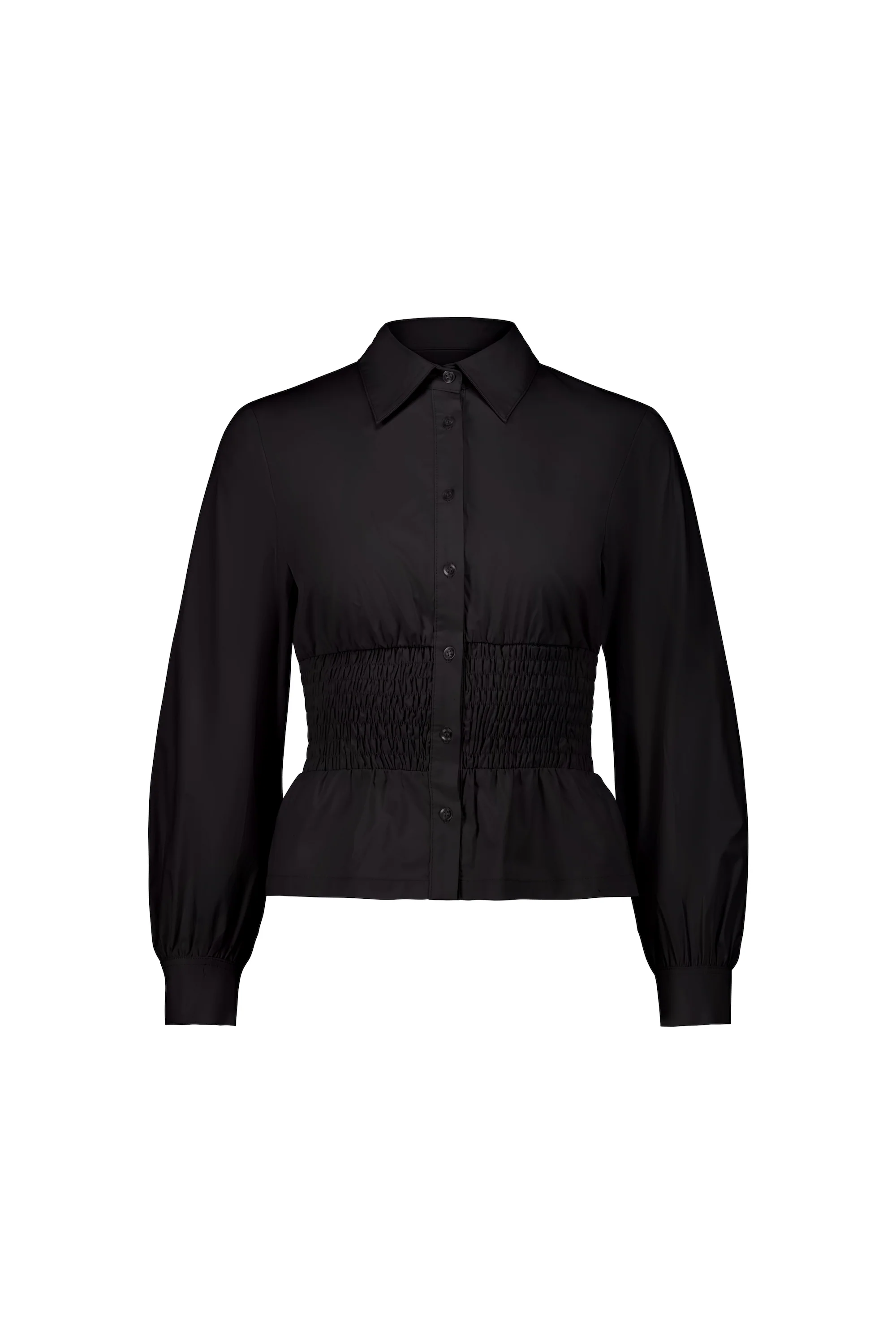 long sleeve shirred shirt - black - Image 10