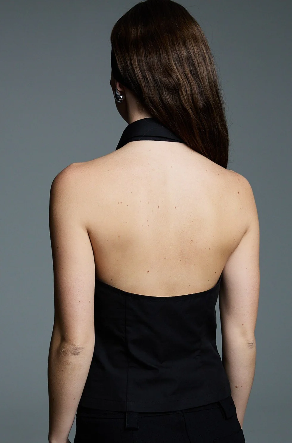 Ruffle Halter Shirt | Black - Image 6