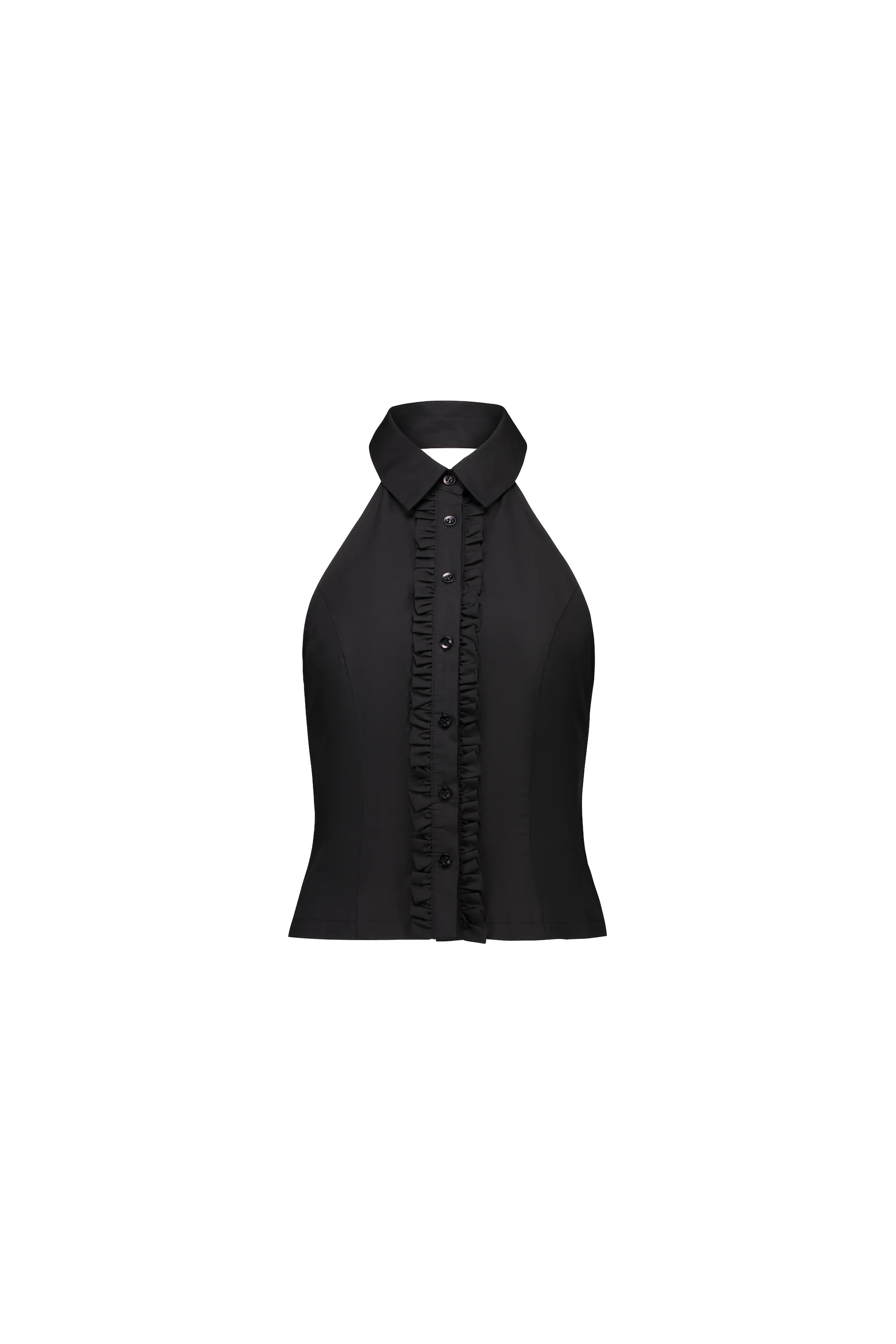 Ruffle Halter Shirt | Black - Image 7