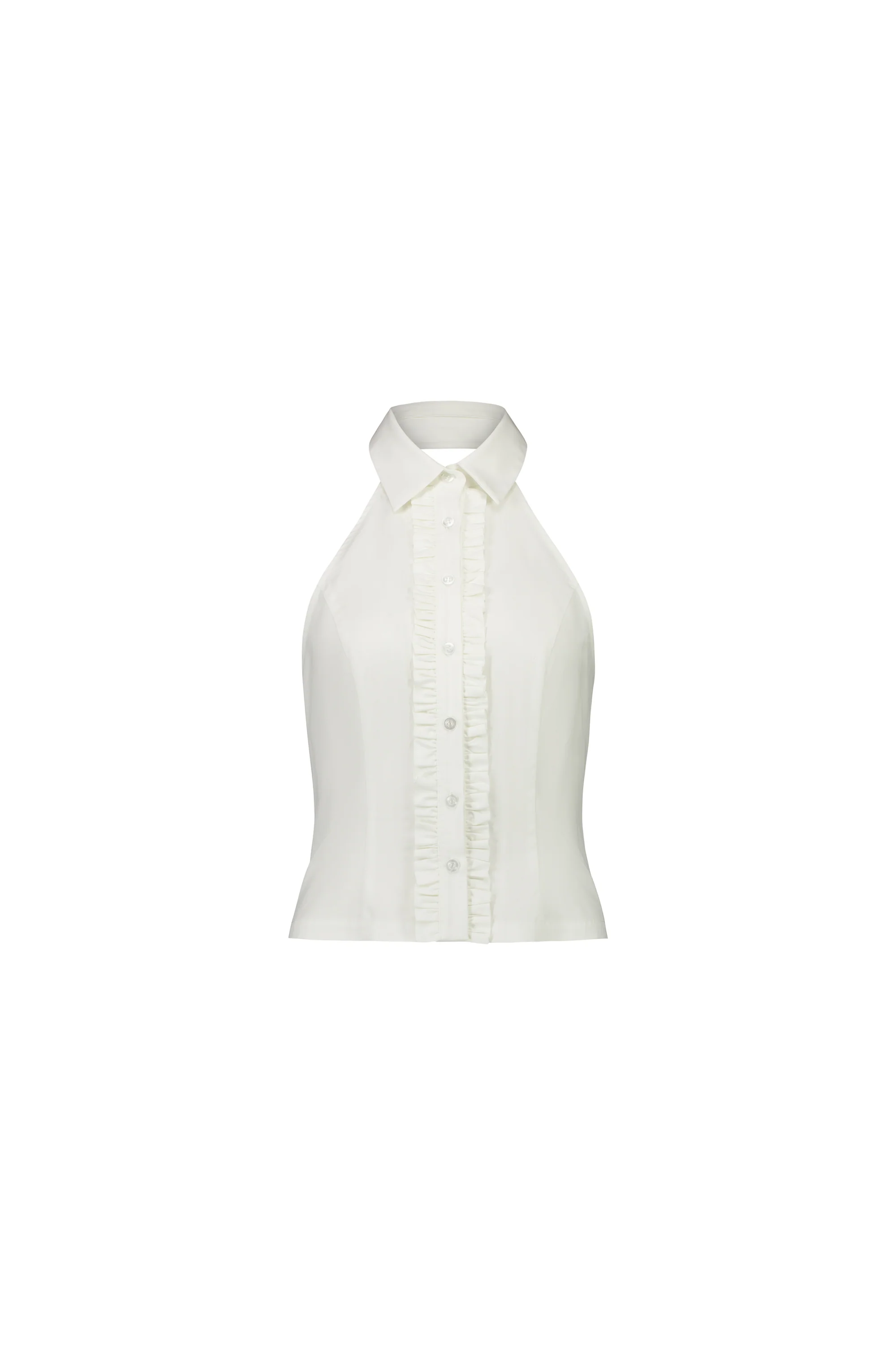 Ruffle Halter Shirt | White - Image 10