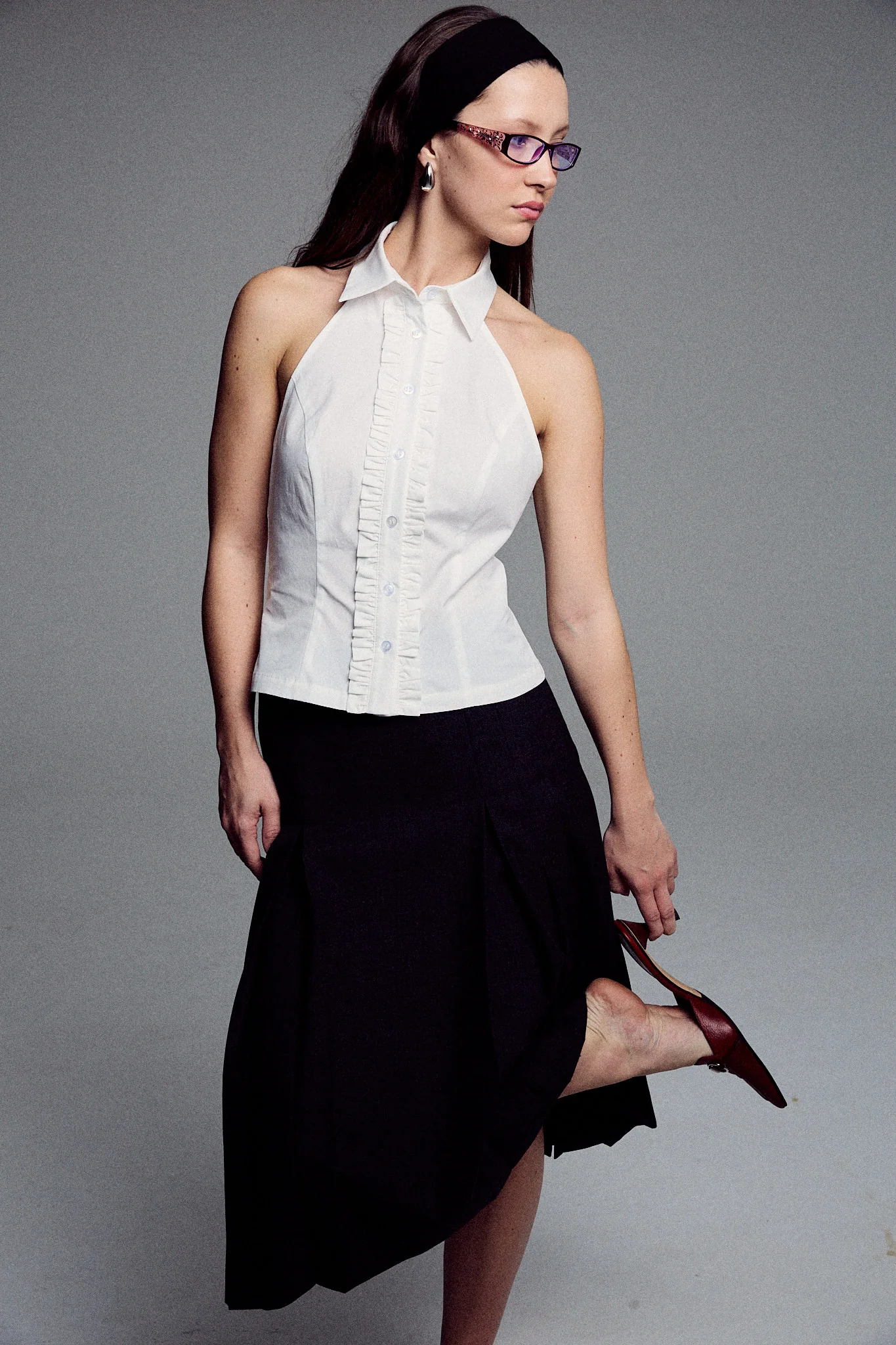 Ruffle Halter Shirt | White - Image 4