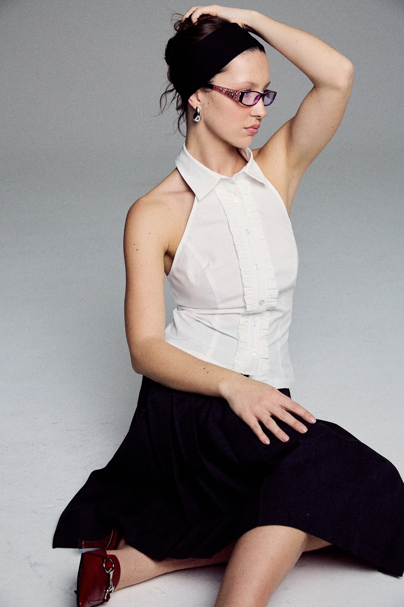 Ruffle Halter Shirt | White - Image 6