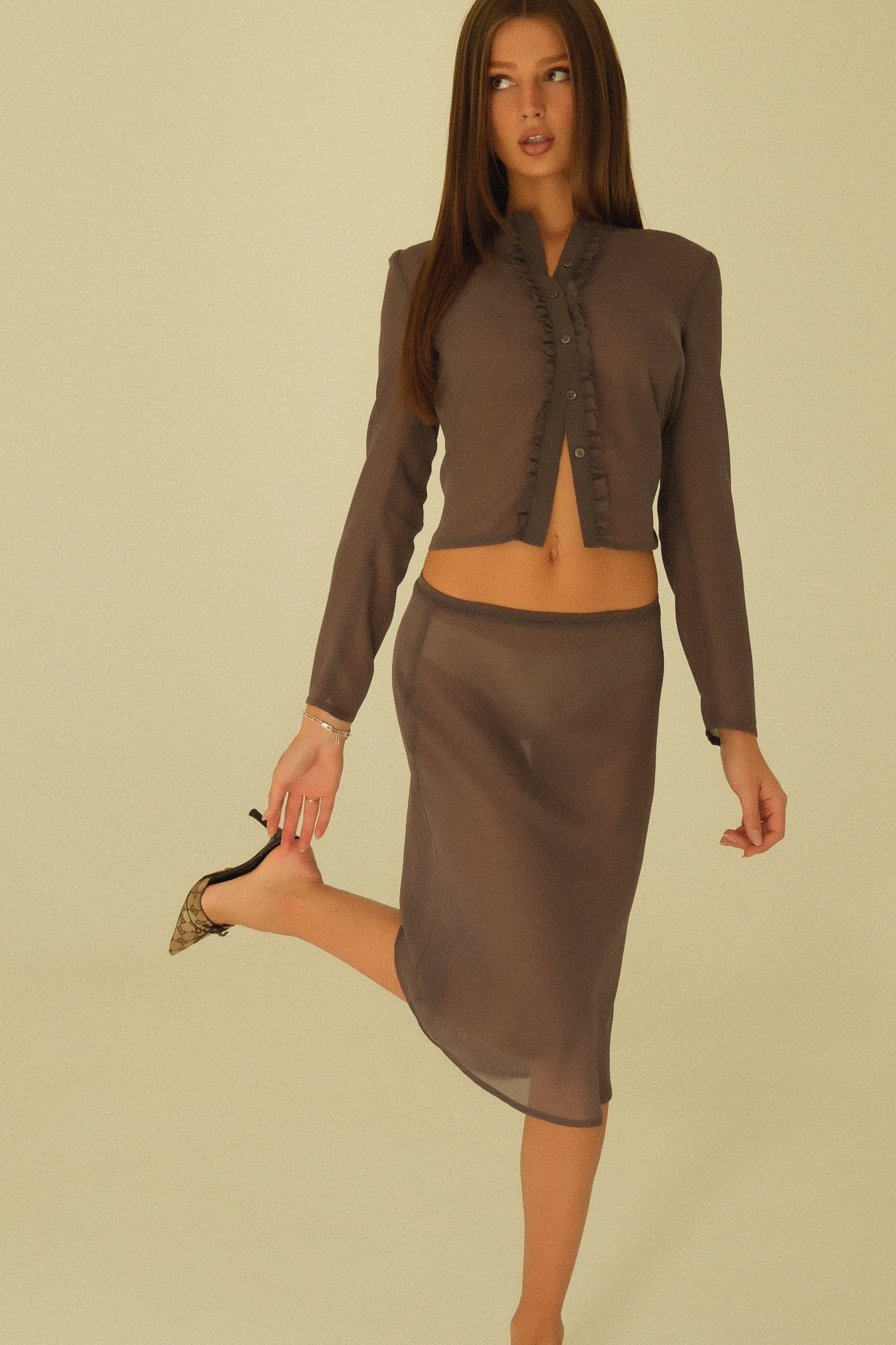 Sheer Midi Skirt | Slate - Image 6