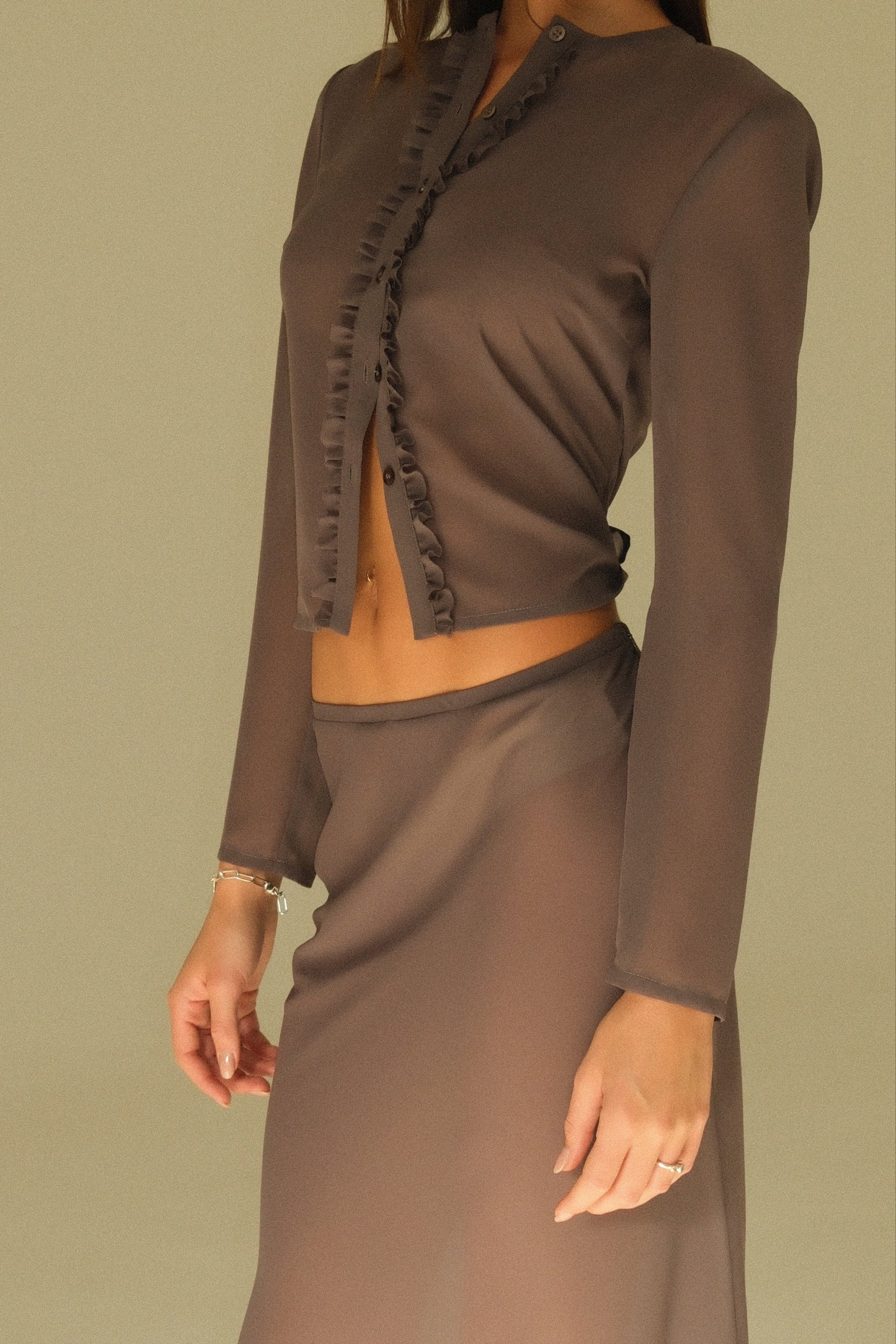 Sheer Midi Skirt | Slate - Image 4