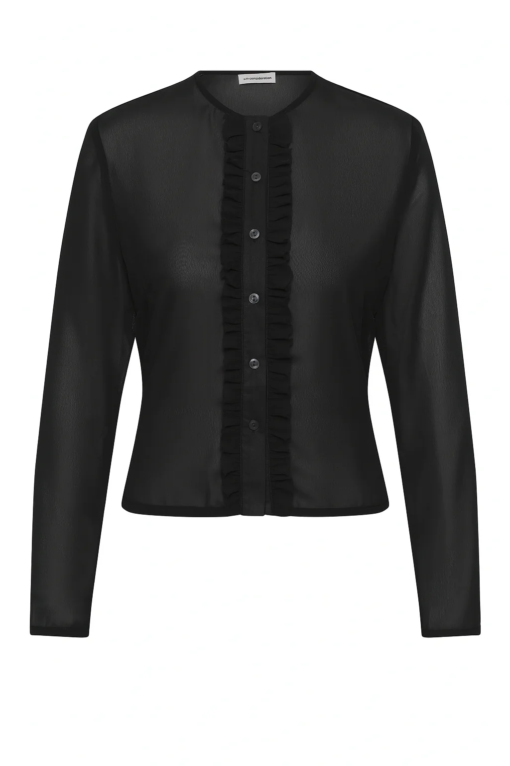 Sheer Ruffle Long Sleeve | Black - Image 5