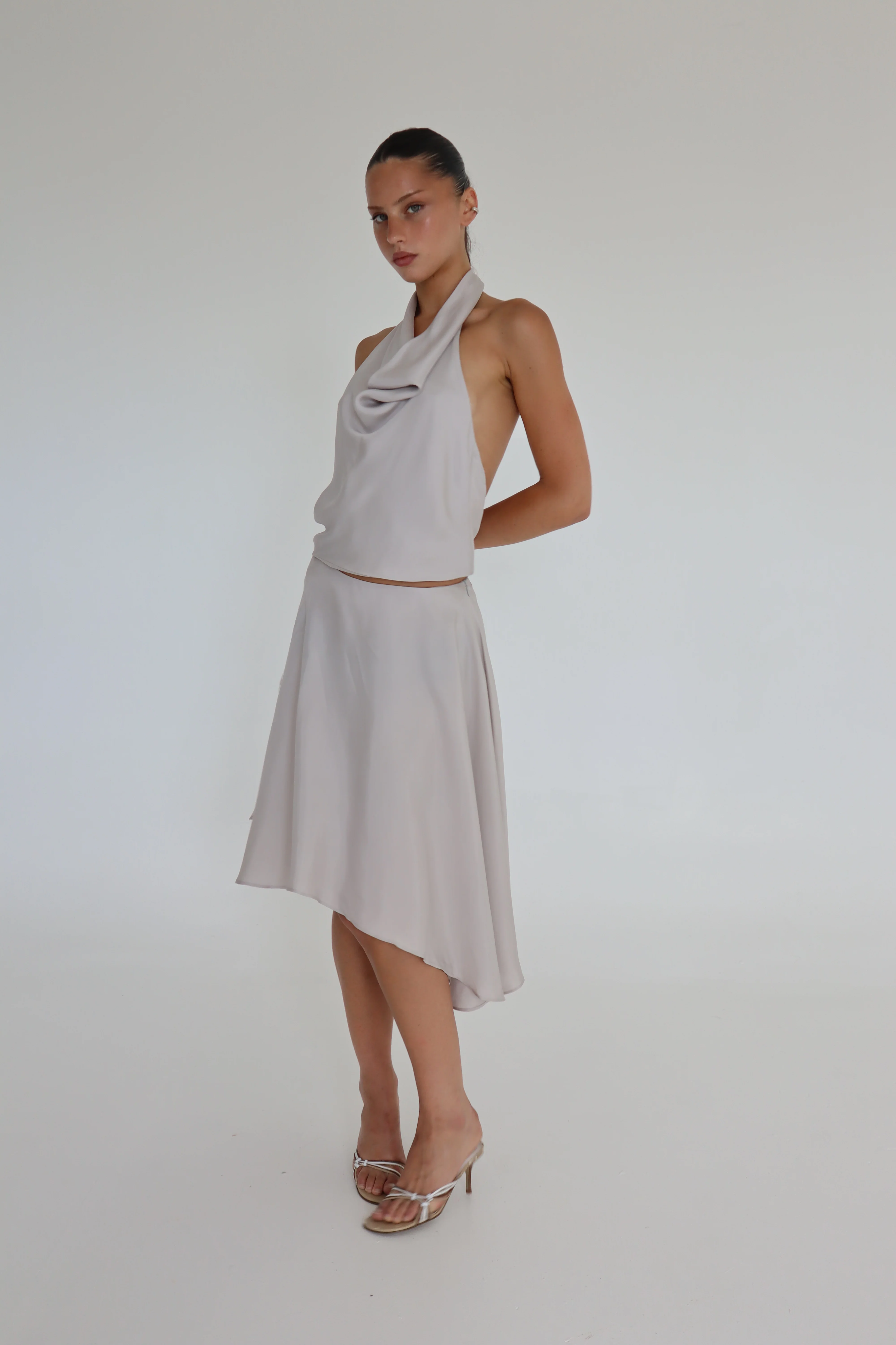 Asymmetric Sandwashed Skirt | Dove - Image 4