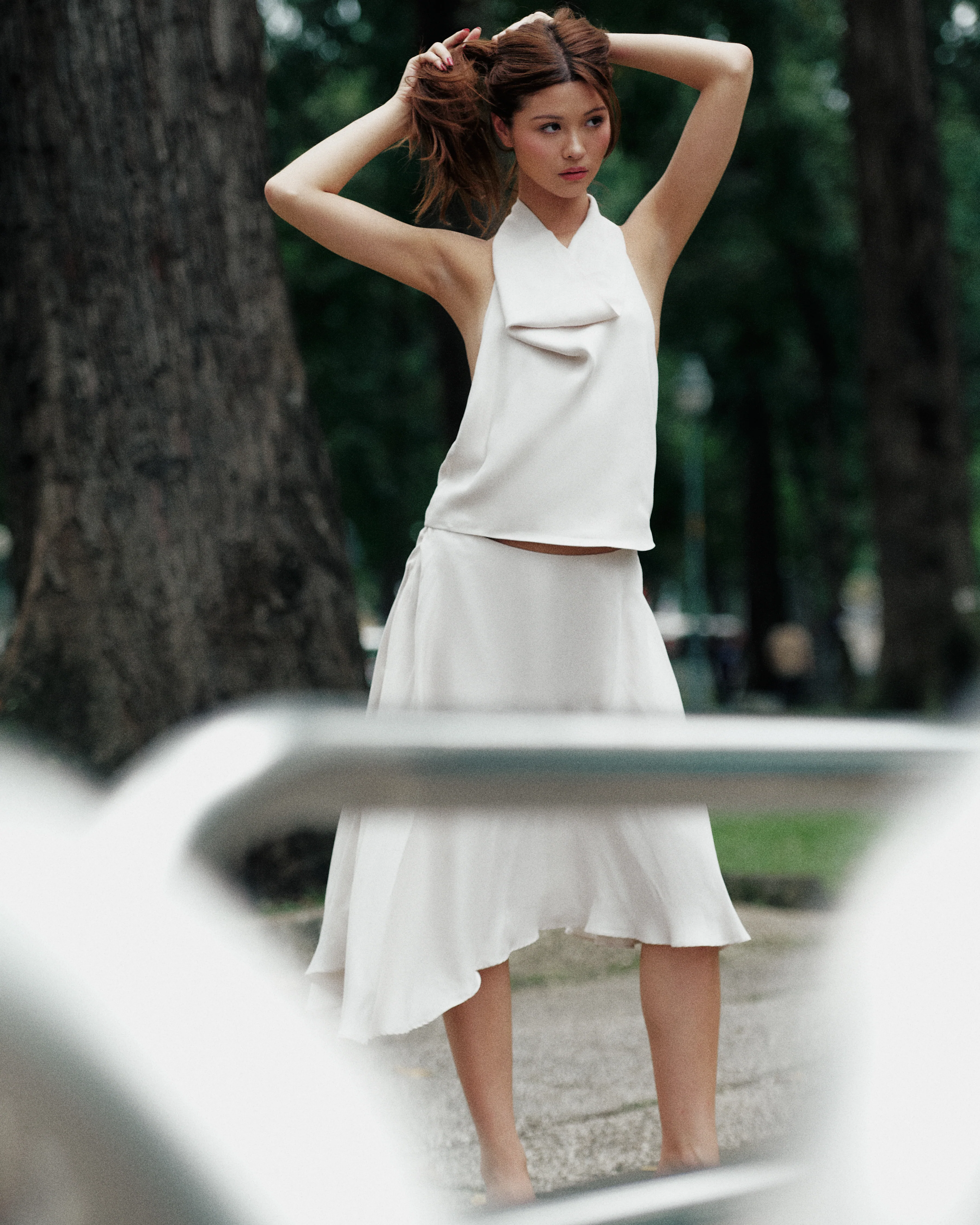 Asymmetric Sandwashed Skirt | Dove - Image 7