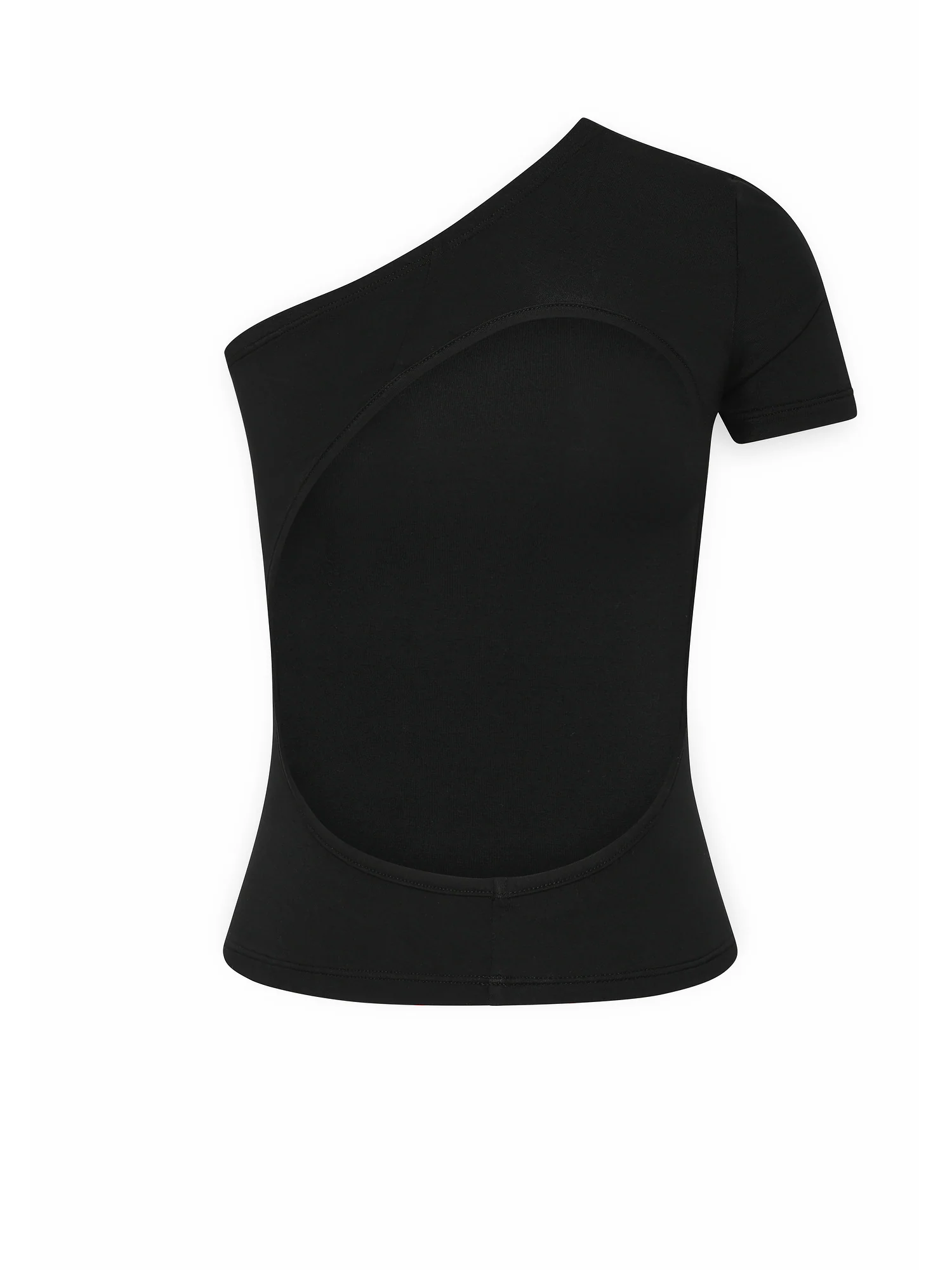 One Shoulder Cut Out Top | Black - Image 6