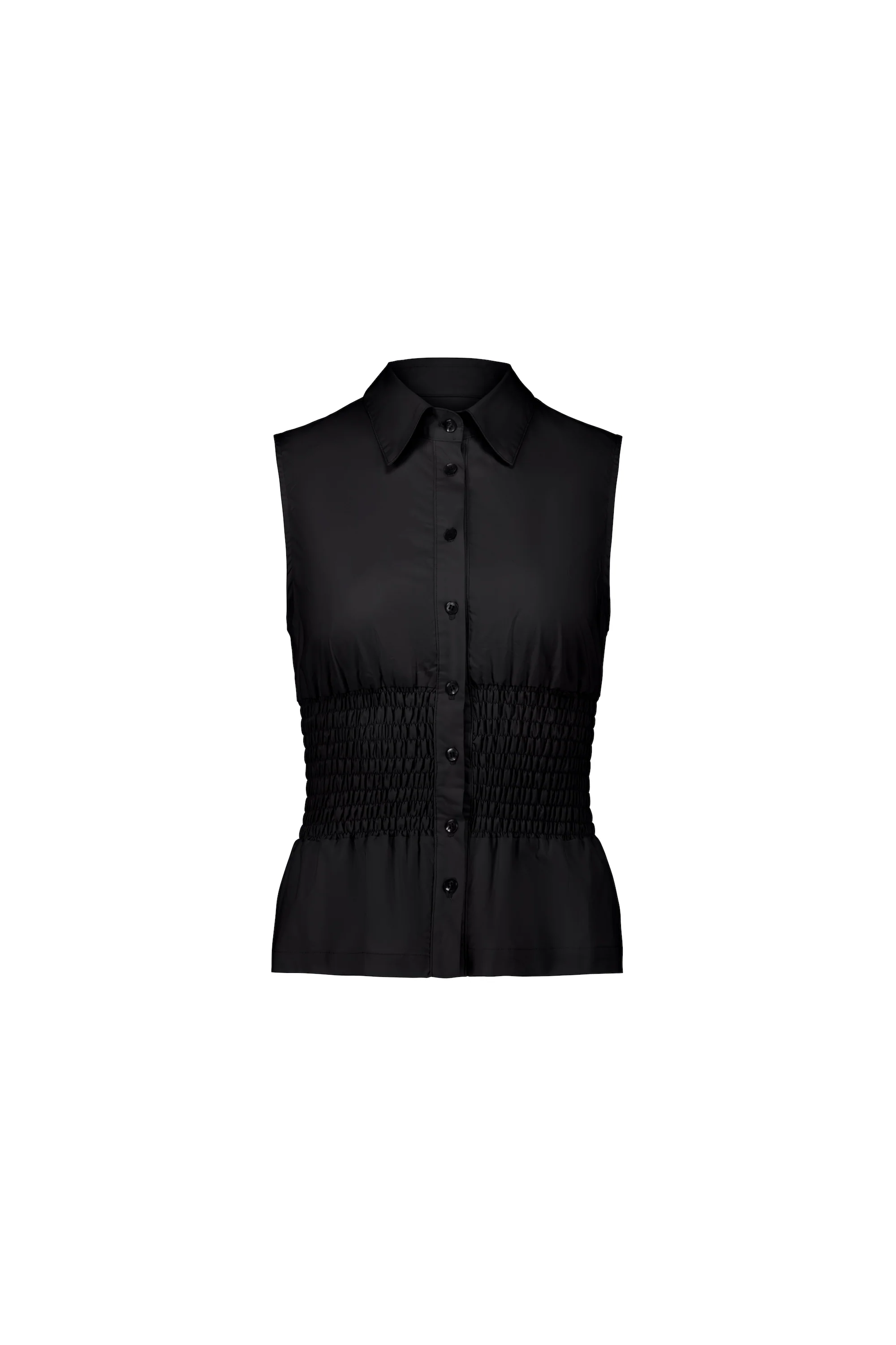 sleeveless shirred shirt - black - Image 8