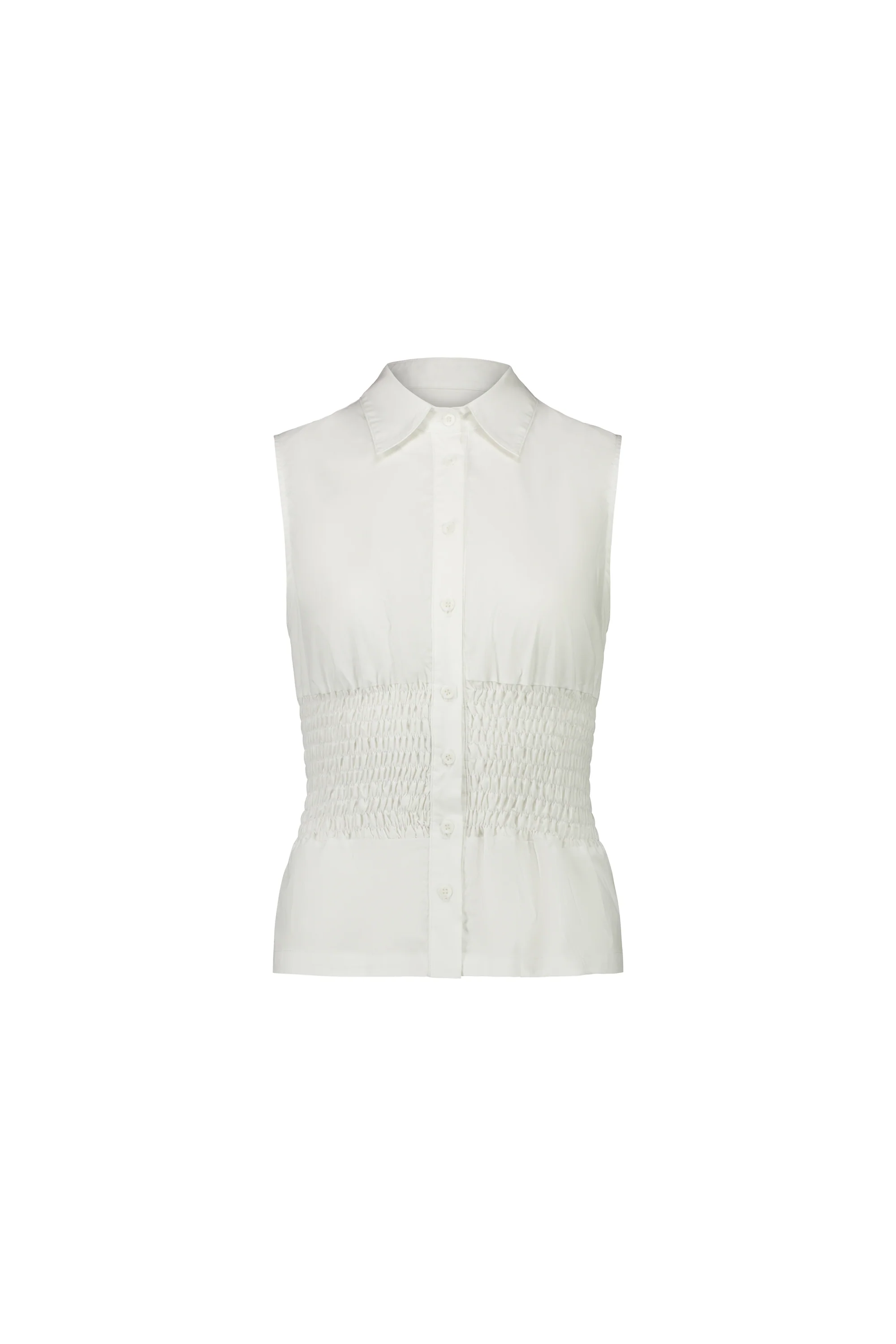sleeveless shirred shirt - white - Image 8