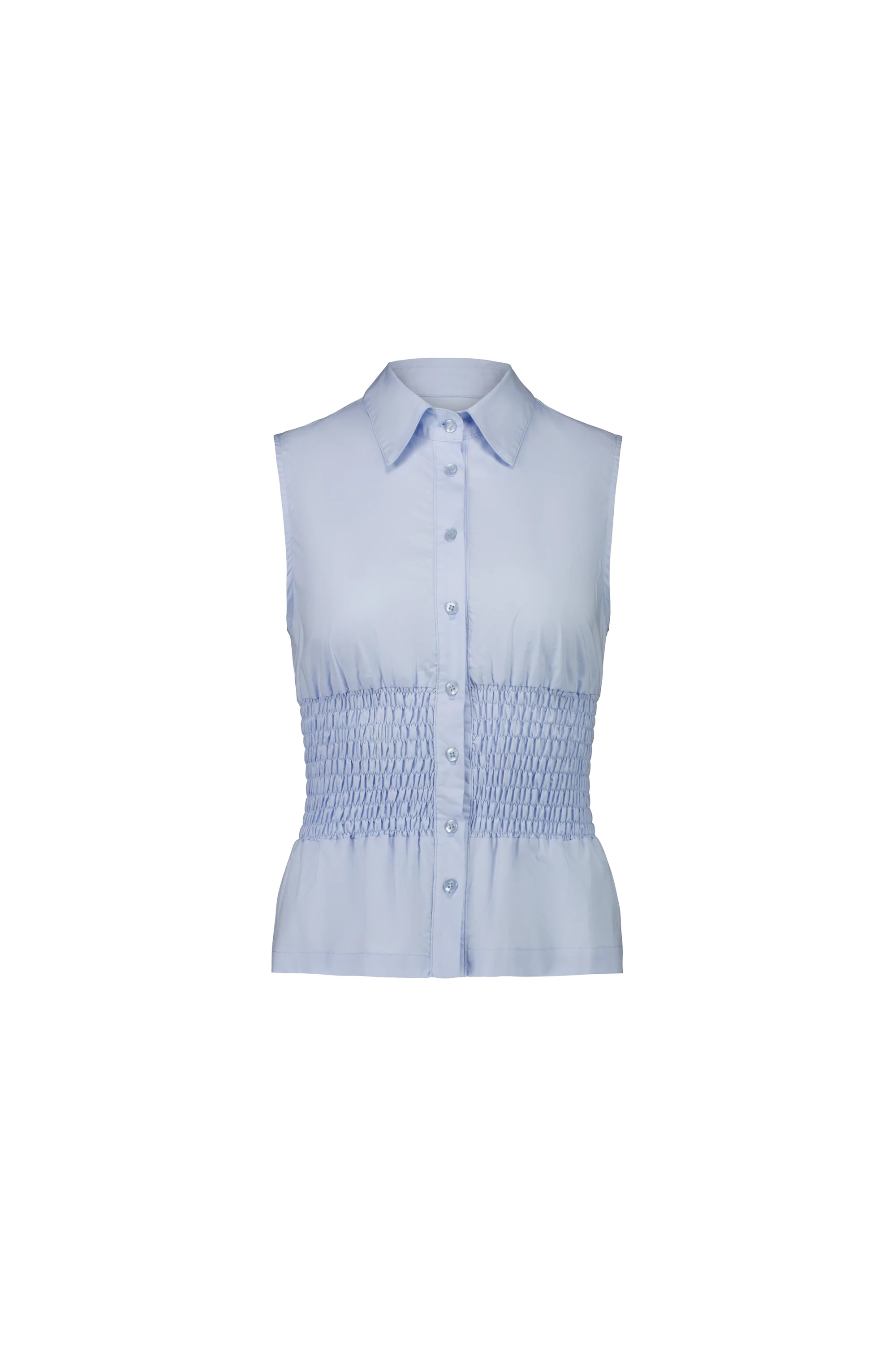 sleeveless shirred shirt - sky blue - Image 7