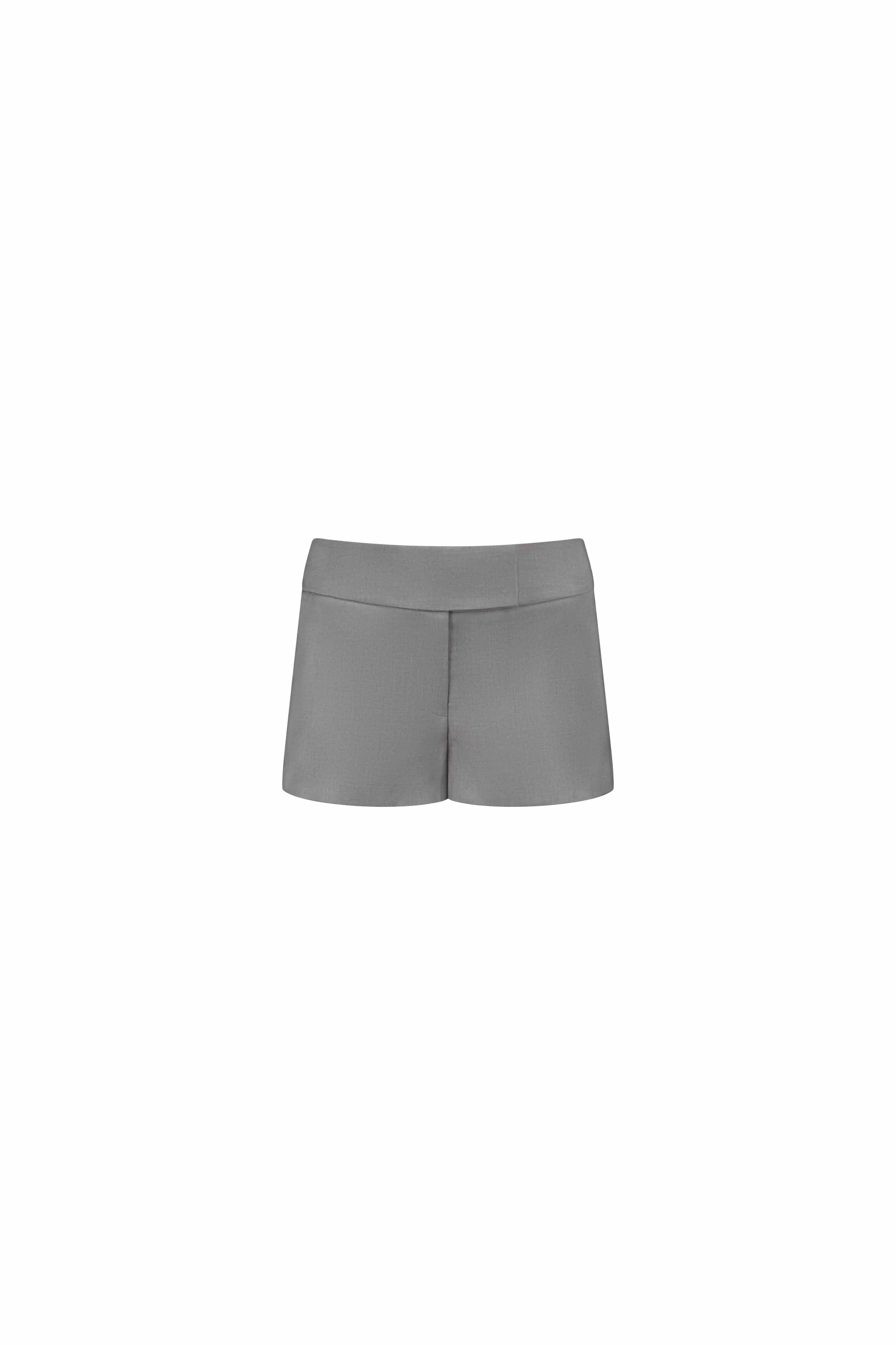 Wide Waistband Mini Shorts - Grey - Image 3